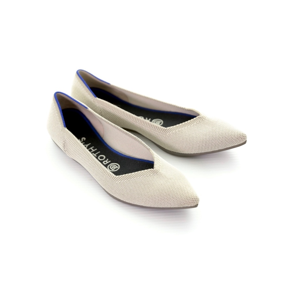 Rothy’s The Point Flax Birdseye Gray Ballet Flat Slip On Shoes 8M Balletcore